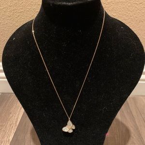 14k Gold White Butterfly Necklace